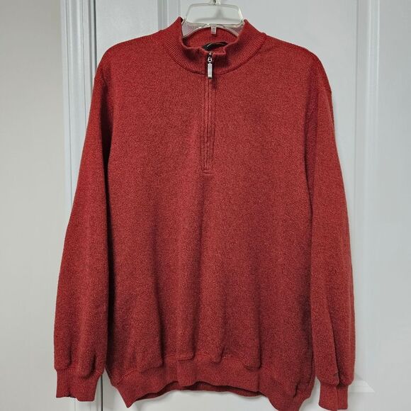 Greg Norman Fleece Pullover Men's Large Rust Orange 1/4 Zip Logo Outdoor Golf - Picture 1 of 8